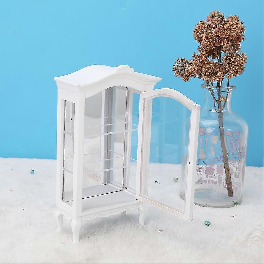 Vitrina de Casa de Muñecas de Madera 1:12, Blanco, 9x3.6x16cm