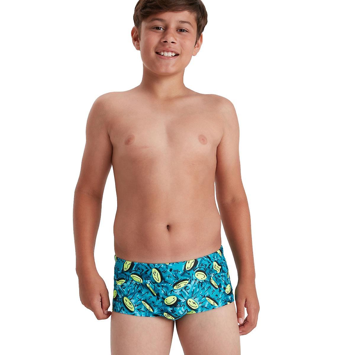 Speedo Boy's Smileys 13cm Brief - Adriatic/ Yellow/ Nordic Teal