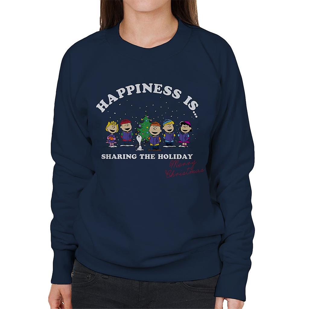 Peanuts Sharing The Holiday Christmas Women's Sweatshirt