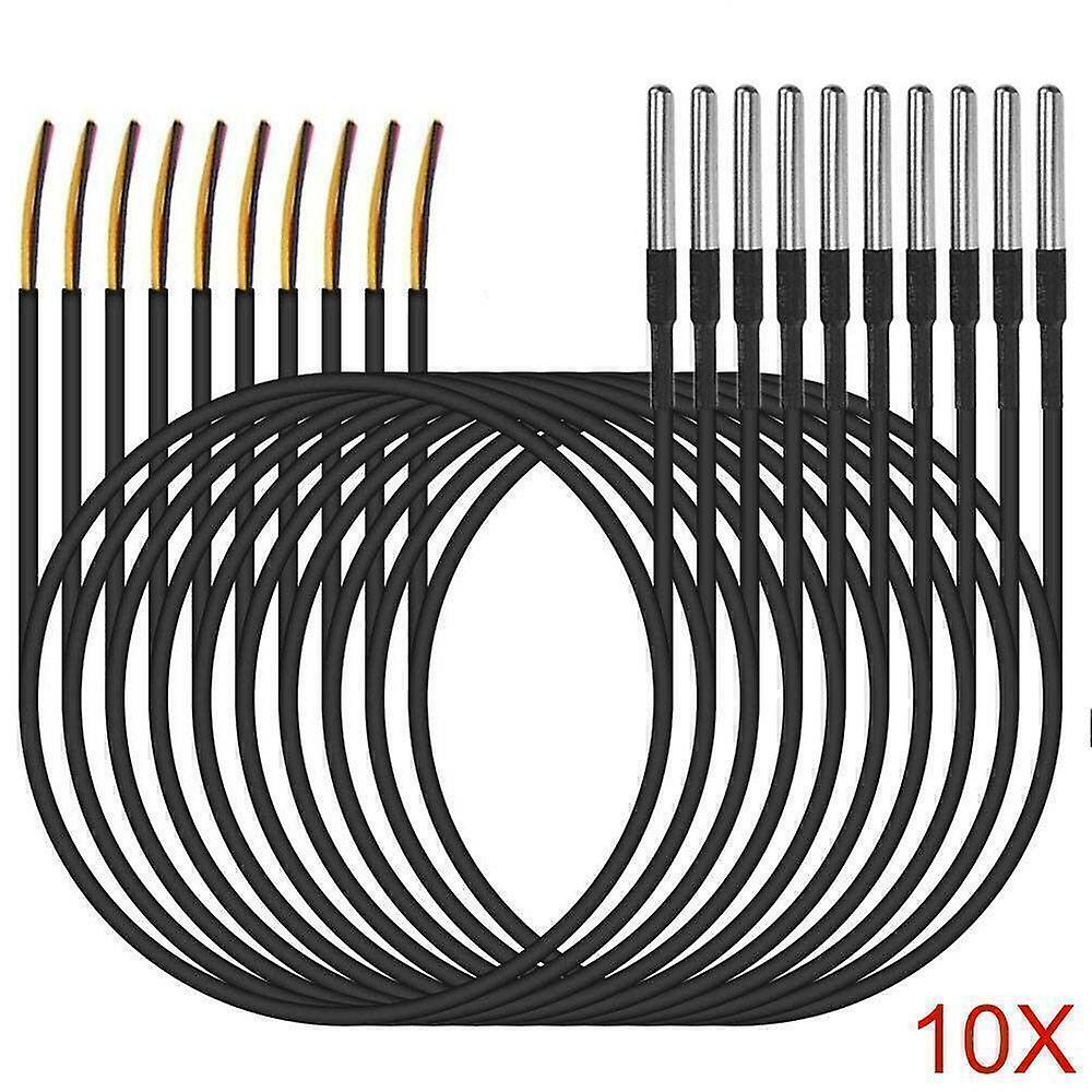 10x DS18B20 Temperature sensor Thermosensor Temperature sensor Waterproof Cable