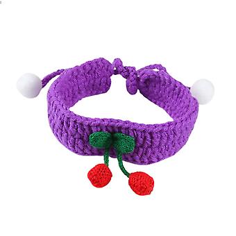 Veeki kat kraag schattige Hand gebreide kraag met Cherry Pet verstelbare Bandana kostuum Puppy accessoires sjaal voor katten kleine honden XS