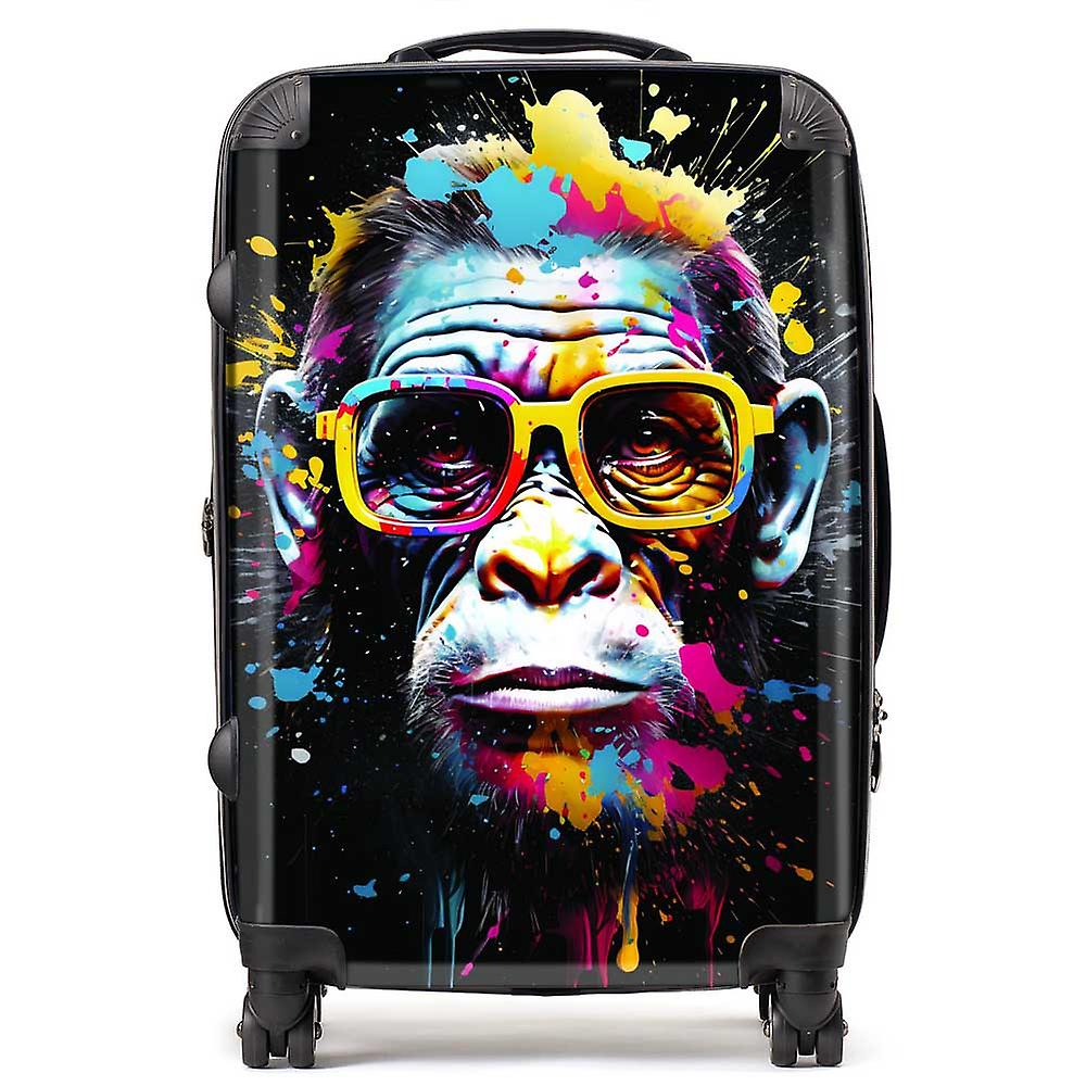 Coloured Splashart Monkey Face With Glasses Suitcase