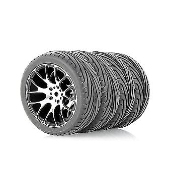 4 Pcs For 1/10 General- Flat Running Tire Wheel Hub Road Running Broker Tire Has Strong Grip,silver