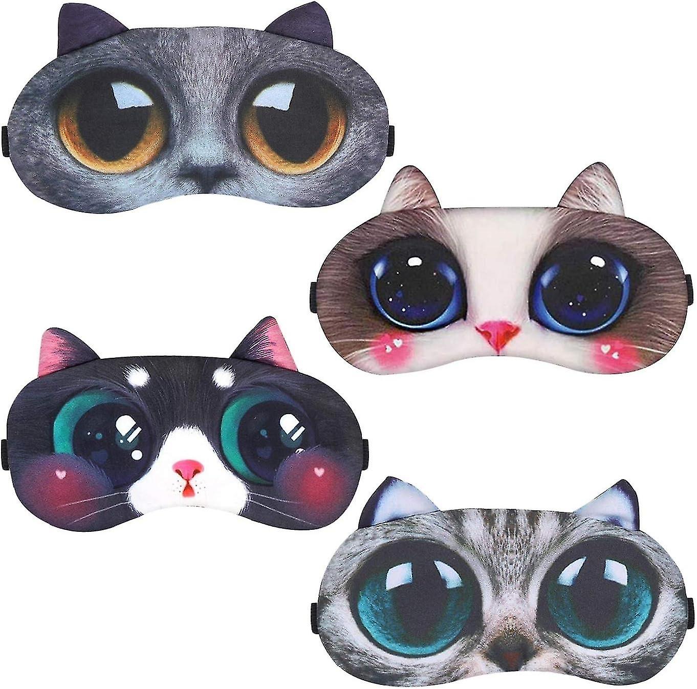 Pack Sleep Mask, Animal Sleep Mask Soft Fluffy Eye Mask for Sleeping Eyepatch Rest Night Mask, Sleep
