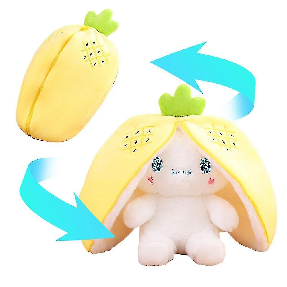 Dog Stuffed Animal Reversible Pineapple Puppy Plush Doll With Zipper Cute Soft Toy Pillow Decorations For Girls Boy Children