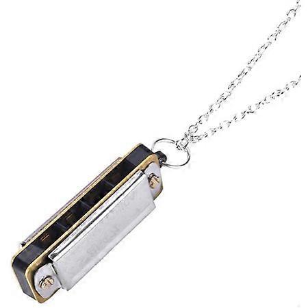 Mini harmonica (Silver), Key C 4-hole handheld harmonica necklace for beginner children