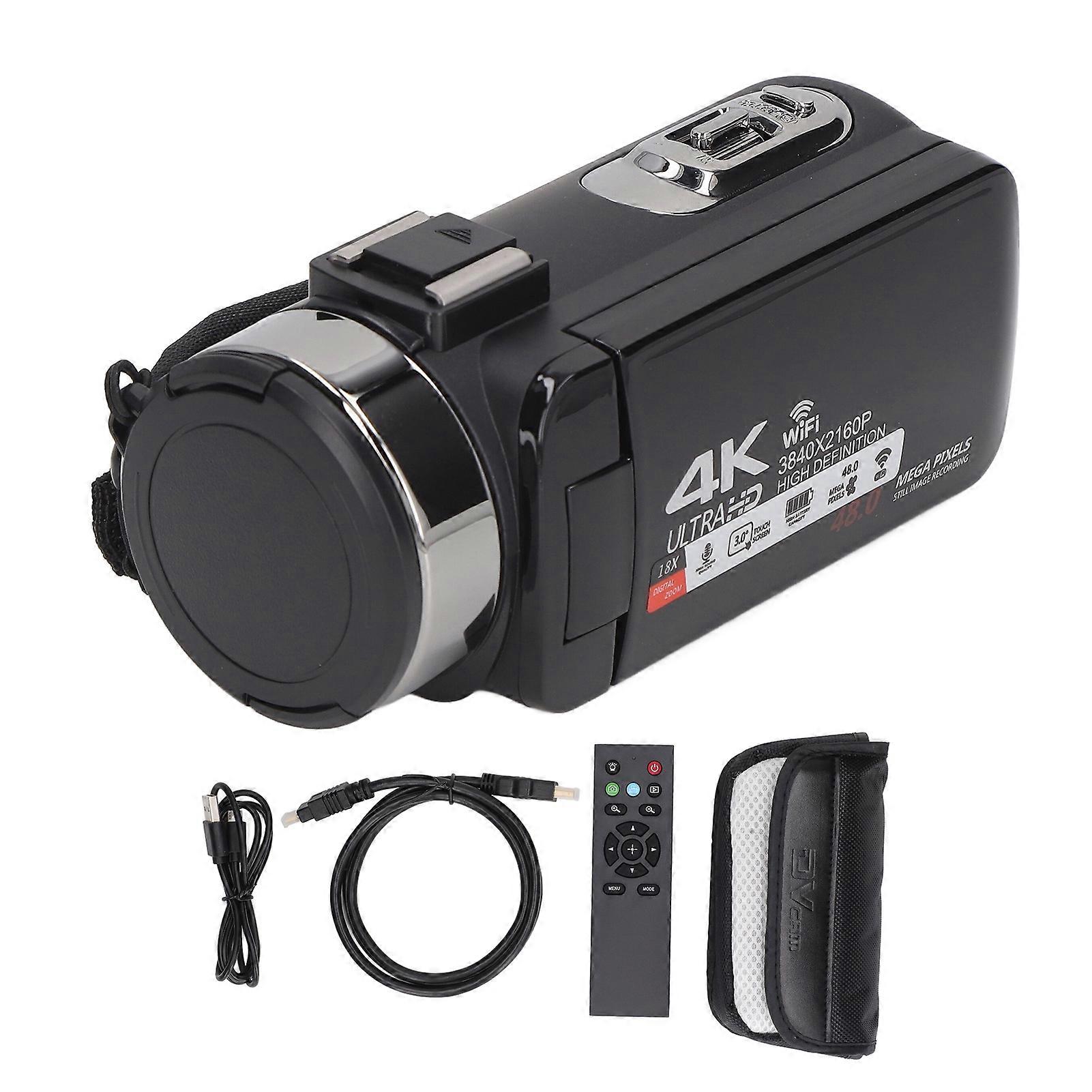 4K Video Camcorder Multifunction 3.0inch IPS Touch Screen 48MP 18x Digital Zoom Digital Camcorder with Remote Control NO.4290