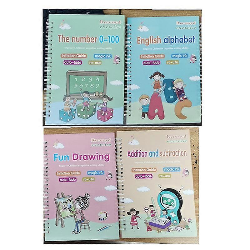 4Pcs Αγγλικά Practice Books Γράφοντας Εκπαίδευση Copybooks Αγγλικά Practice Book