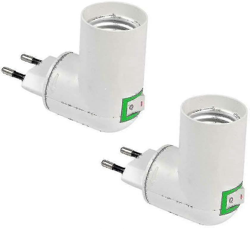 2pcs E27 Socket , Led Light Bulb Base, The plug part can be rotated 360 degrees Quick Plastic Socket, For Garage Lamp (eu Plug)