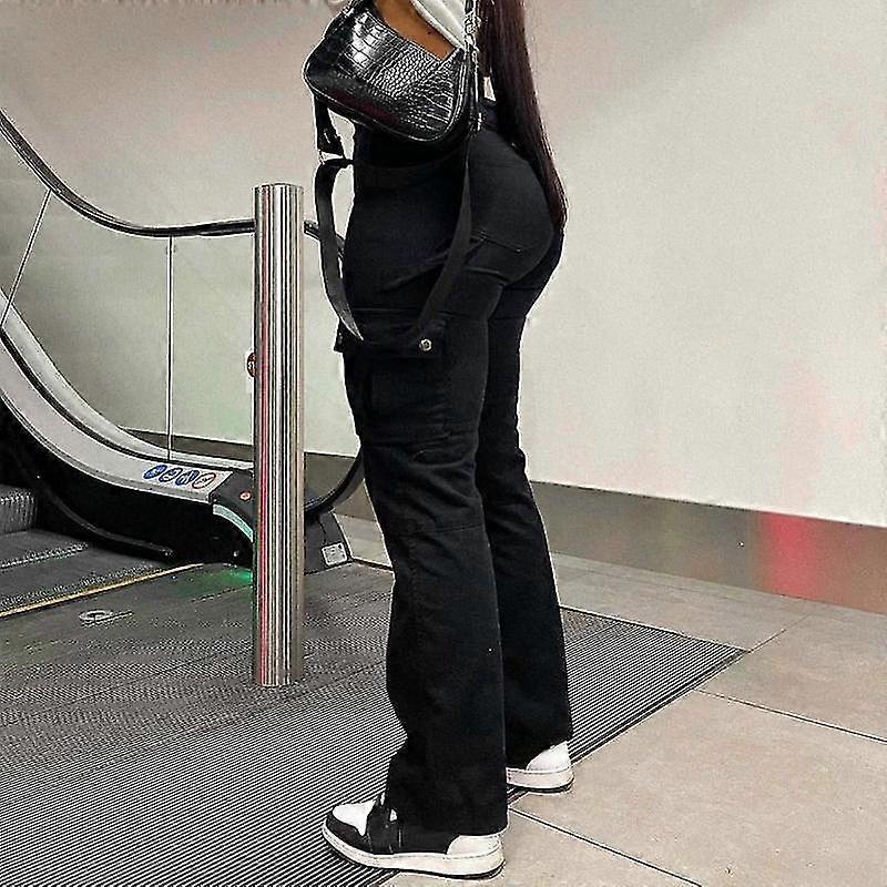 Moda Jeans Straight Leg Cargo Pantalones Mujeres Cintura Alta