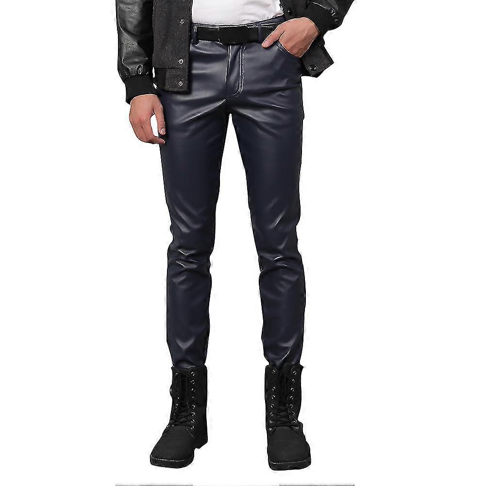 YOUTHUP miesten joustavat tiukat tekonahkahousut