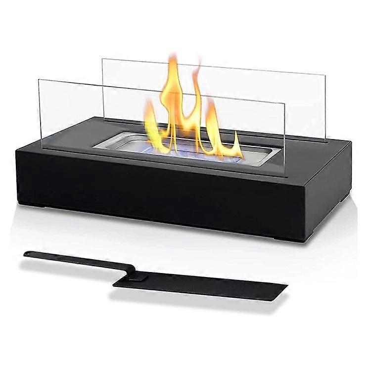 Table Top Ethanol Fire Pit Portable Indoor Outdoor Fire Pit Unvented Fireplace Rectangle Black Edition