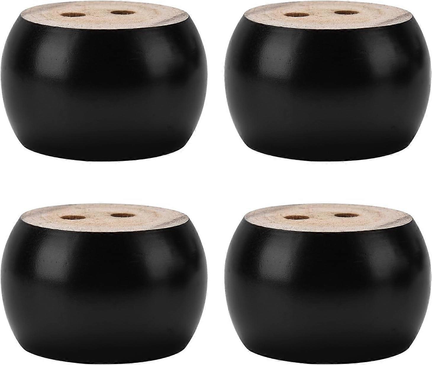 Set of 4 black turned solid wood furniture legs 5 cm, screws not included, for sofas, wardrobes and relaxation armchairs.