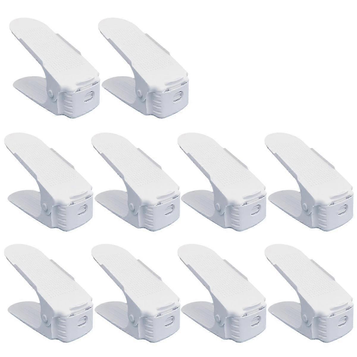 10PCS Double Layer Space Saving Shoe Rack Storage Holder, Non- Shoes Organiser Storage Idea,White