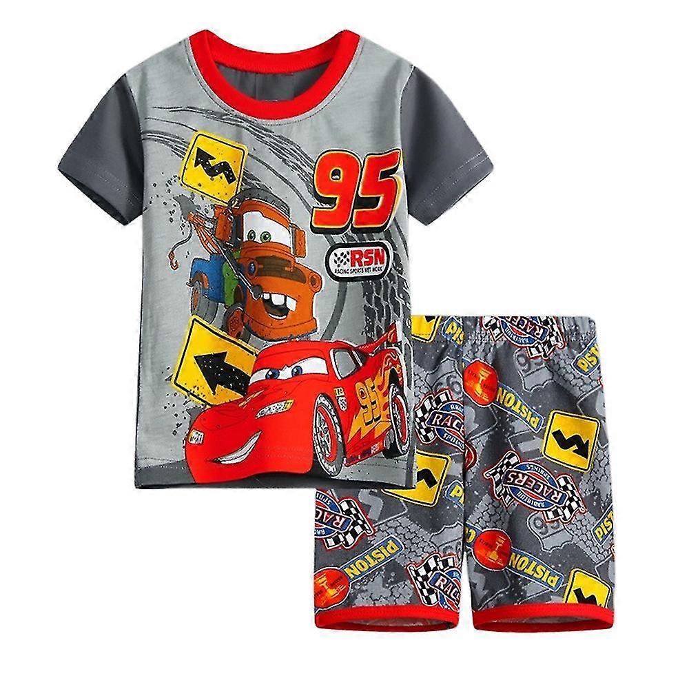 Disney Cars Lightning McQueen Kids Boys Cartoon Pyjamas Short Sleeve T-Shirt Shorts Set Summer Loungewear Sleepwear Outfits Age 4-7Years
