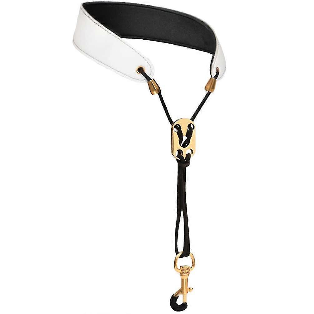 Saxophone Strap Leather Saxophone Neck Strap,White