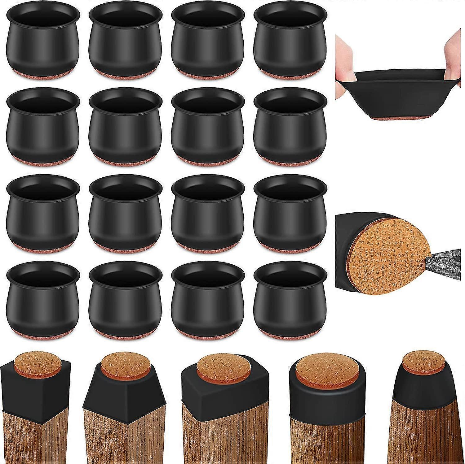 Silikonbenskydd för stolar, 16 st golvskydd för stolar, gummibenskydd för stolsben för trägolv, stolsbenskydd för trägolv, r