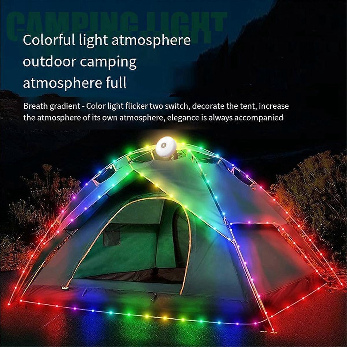 Camping String Lights, LED Light String,2 in 1 Design 2000mAh Rechargeable 10m Outdoor Waterproof T
