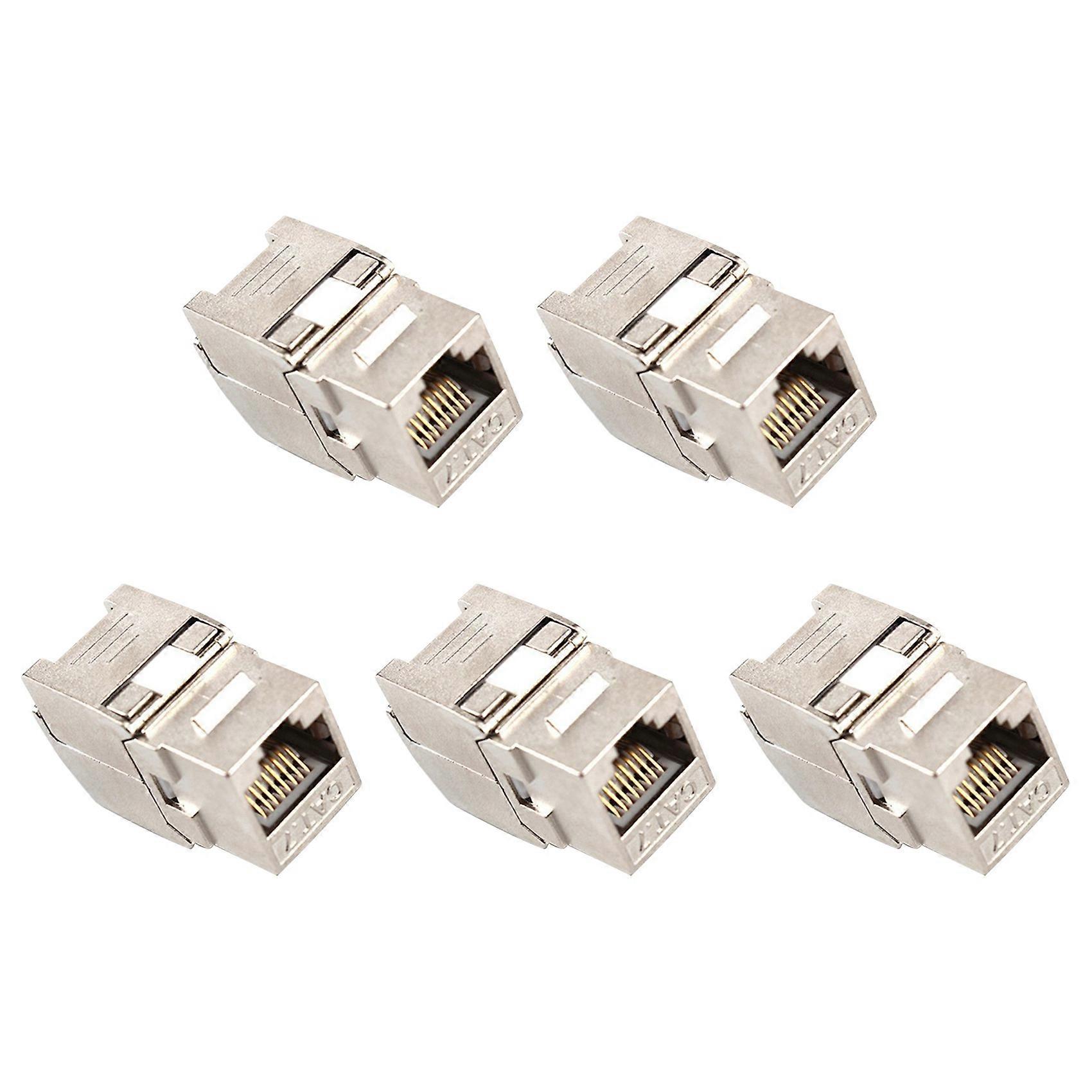 5Pcs Network RJ45 Cat7 Jack Module 360 Degree Full Shielded RJ45 Socket to LSA Tool-Free Terminatio