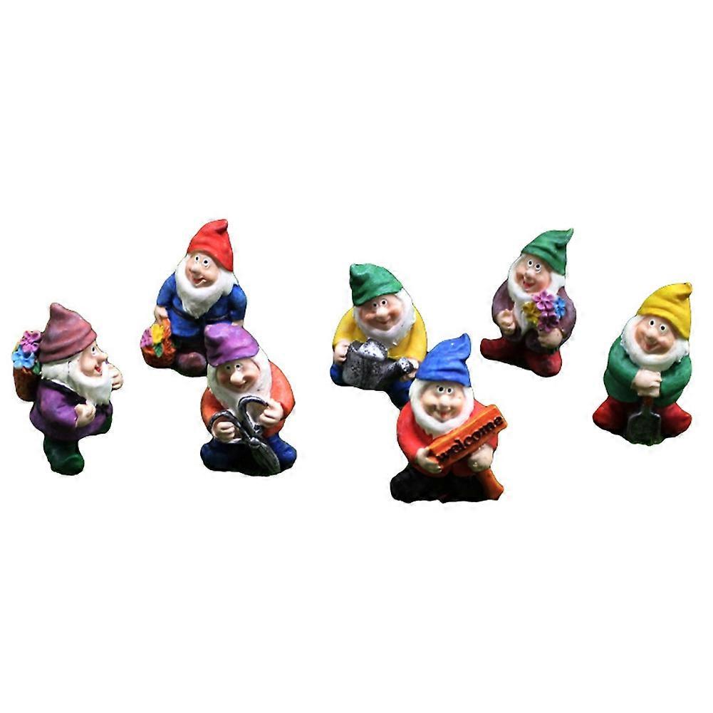 7 Pieces Gnomes Fairy Resin Statues Mini Garden Statues Decoration Tale Statue for Holiday Festival