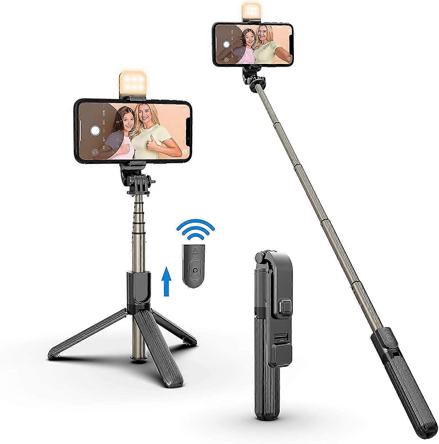 Selfie Stick Led Light With Tripod Stand & Phone Holder & Bluetooth Remote, Rechargeable Dimmable Selfie Light For Live Streaming & Makeup, Youtube Vi