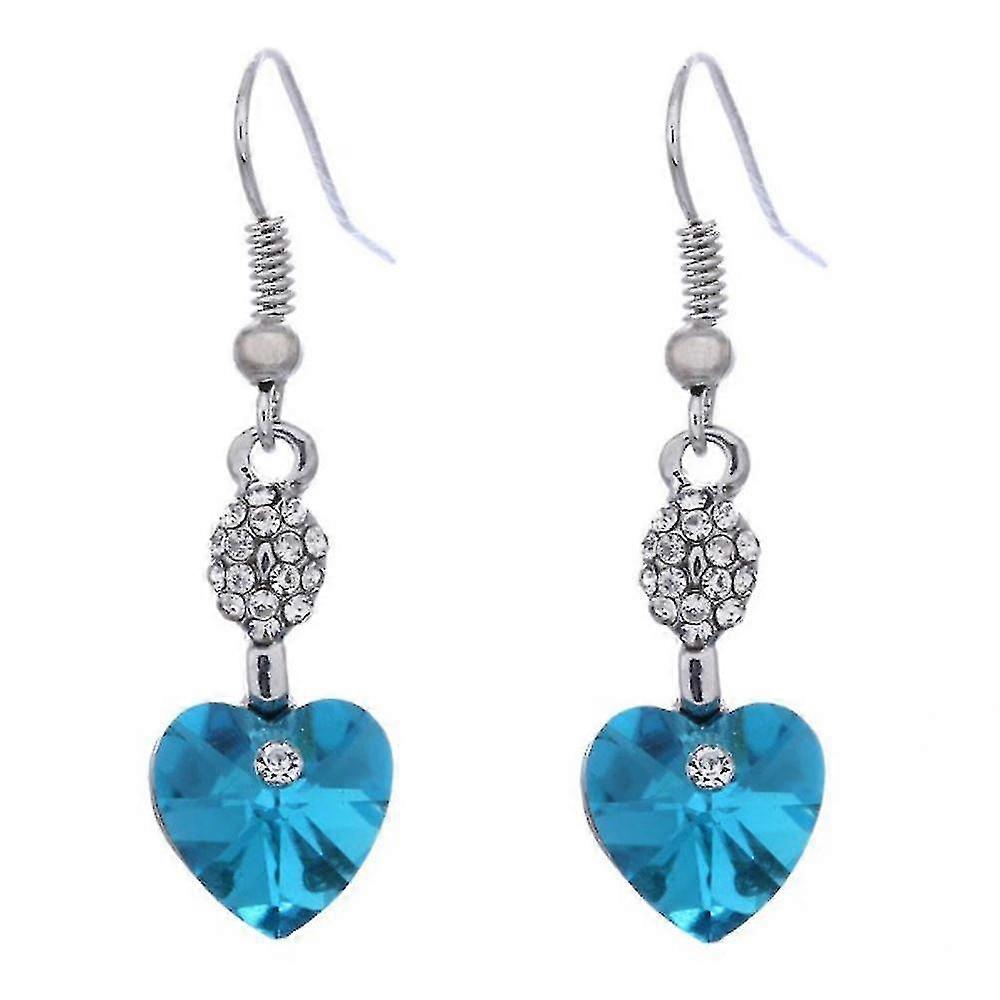 Heart Shaped Dangle Blue Earrings