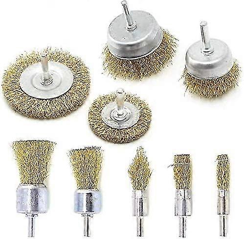 Pieces Brass Wheel And Cup For Wire Brush And Cup Brush With 1/4" Shank, Coated Steel Drill Bit Brush, Perfect For Removing Rust/corrosion/paint