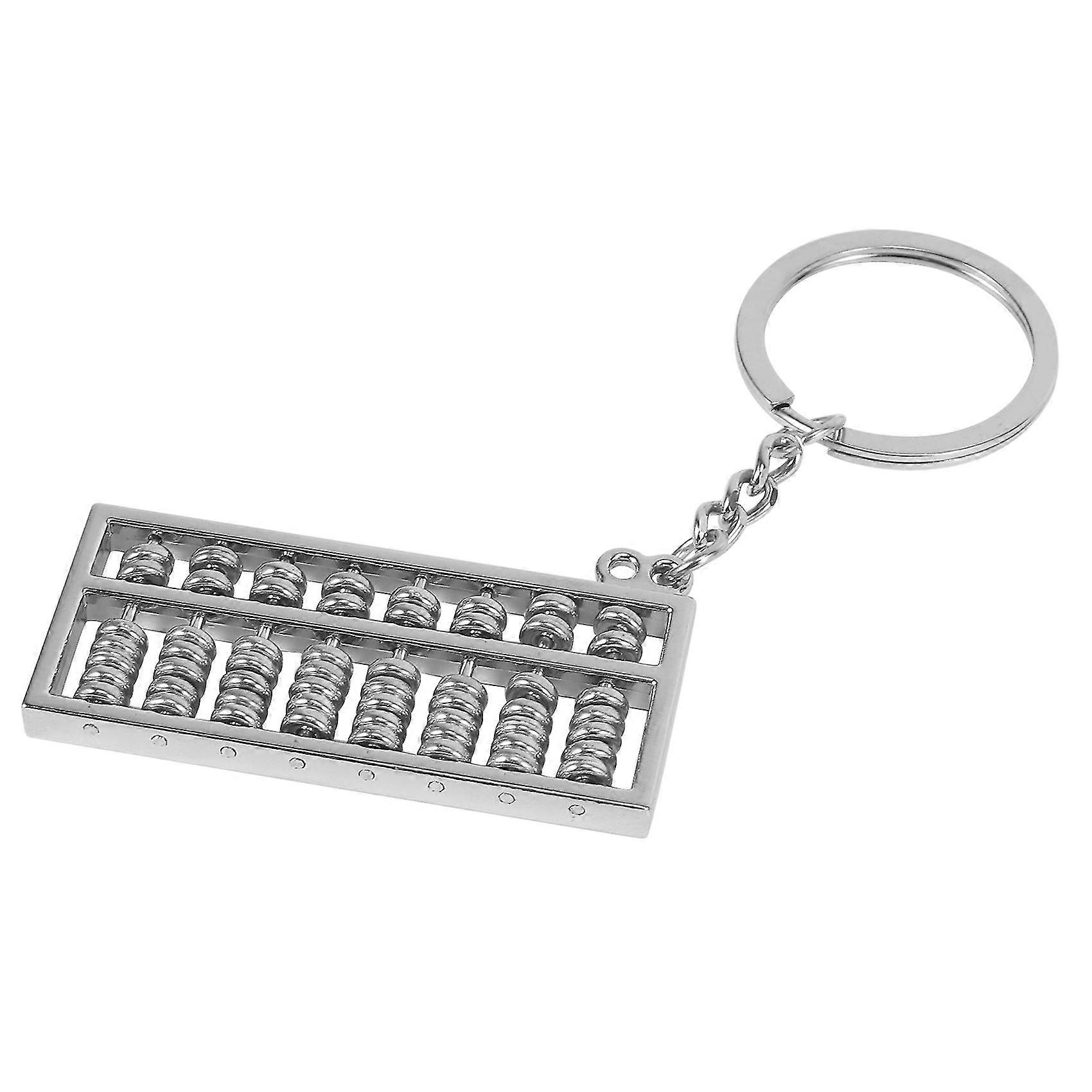 Silver Tone Mini Abacus Pendant Key Ring Keychain
