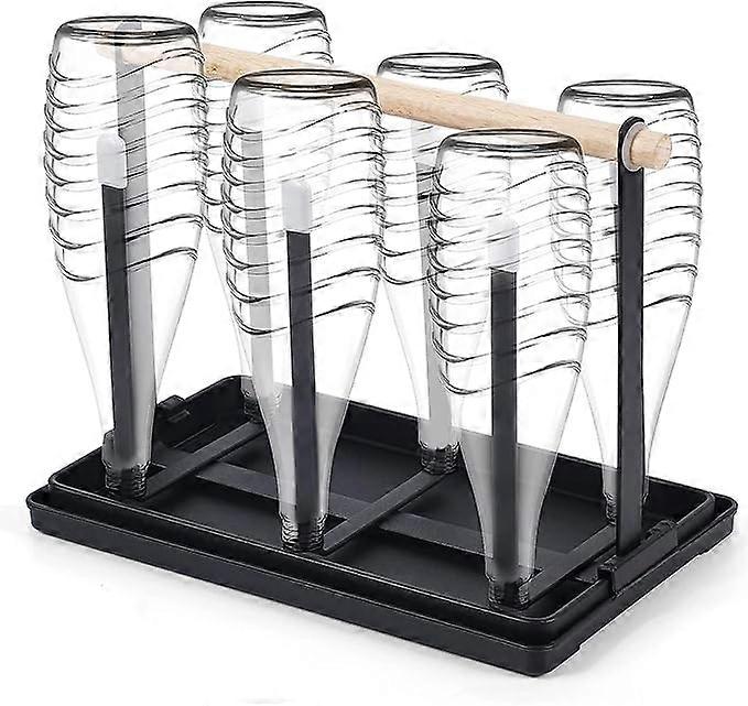 1for Set of 6 bottle racks for - Metal - With drainer for bottles and cups - Black