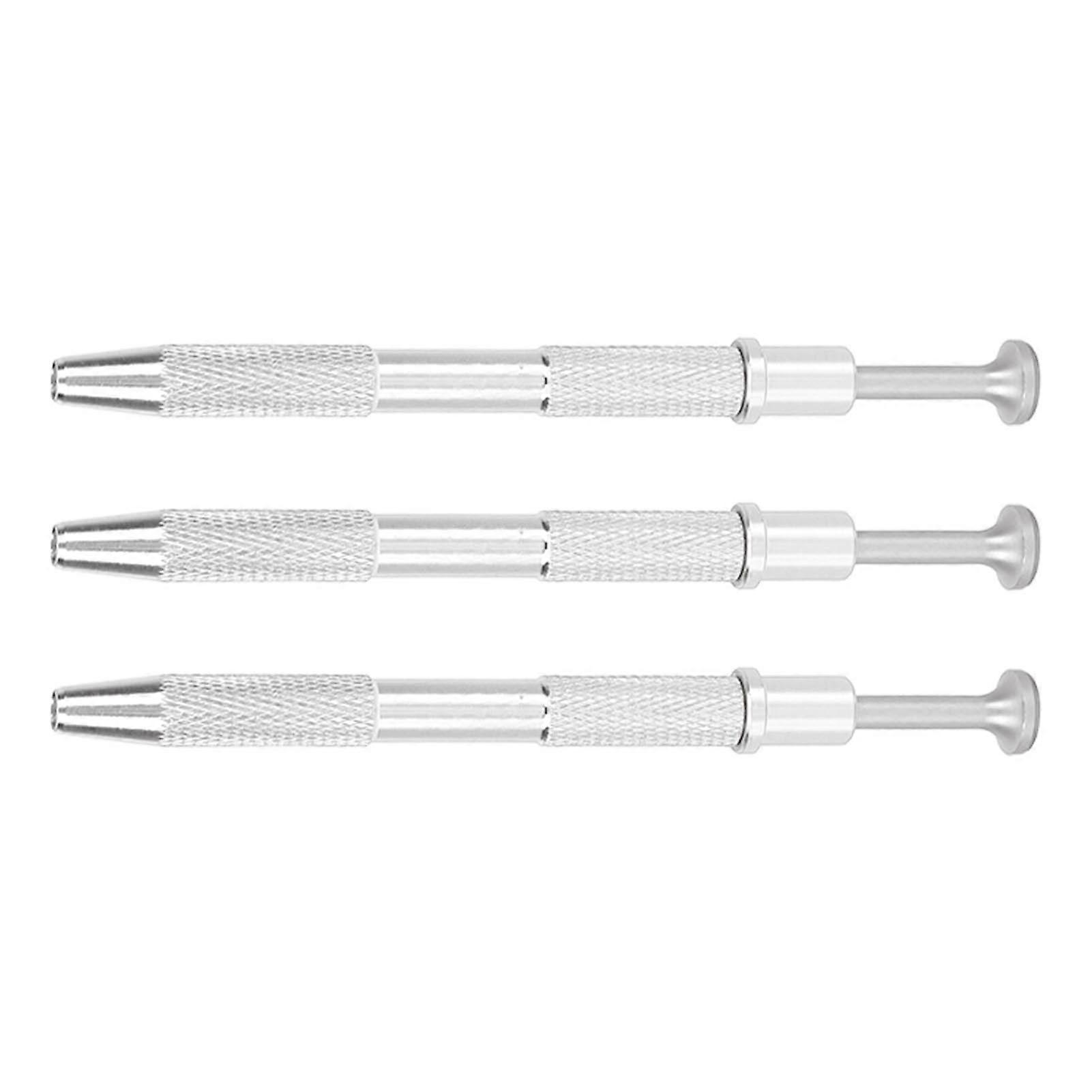 3pcs Piercing Ball Grabber Professional Alloy 4 Prongs Rhinestone Beads Holder Tweezers Pick Up Tool Silver