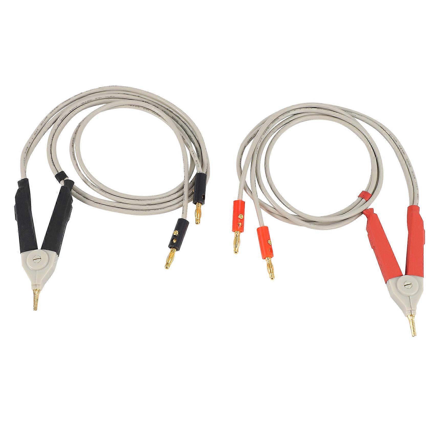 1 pair insulated banana plug clips cable Low Resistance LCR Clip Probe Leads Test Meter Terminal Ke