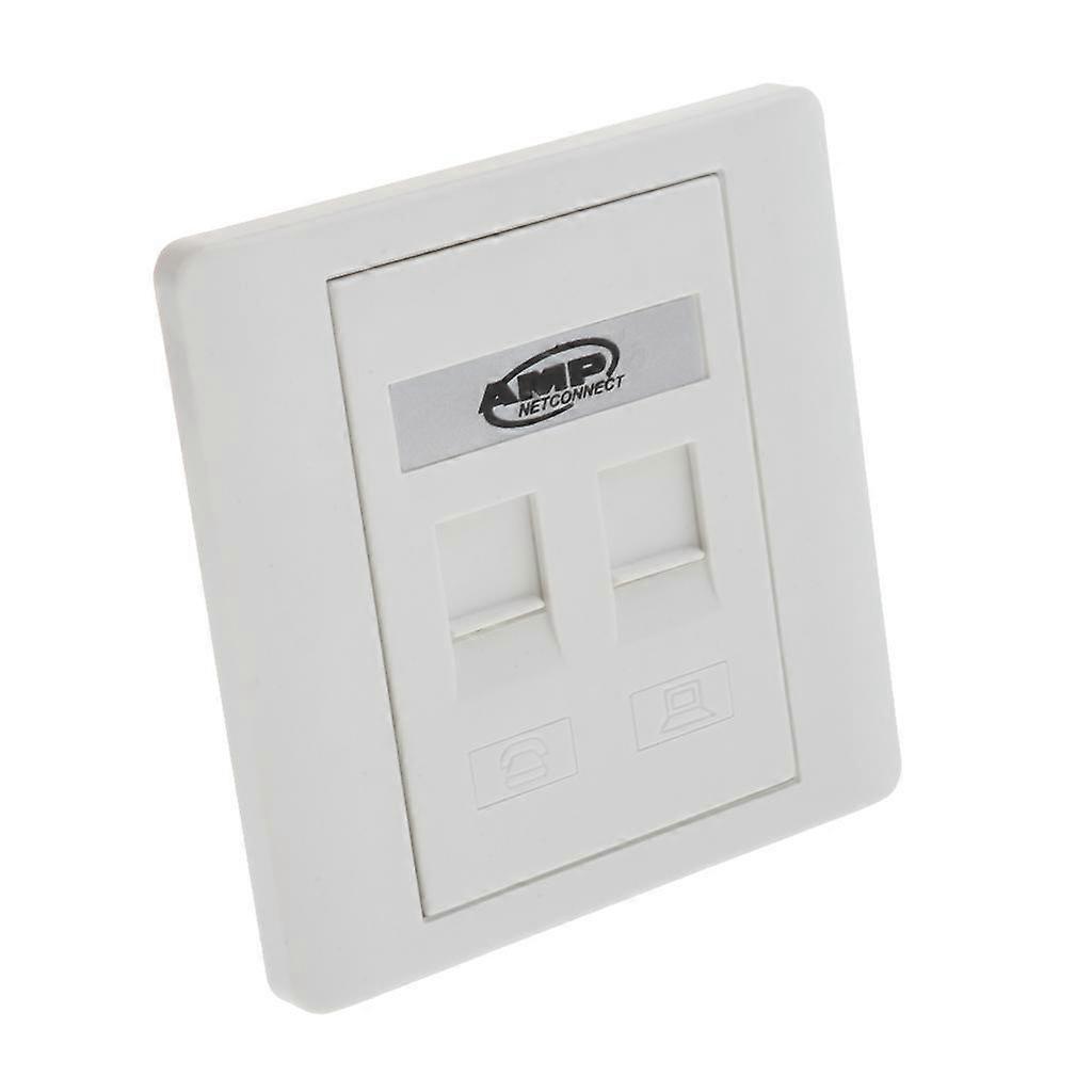 Quad Data Wall Outlet Face Plate 2 Port RJ45/RJ11 Ethernet Network Socket