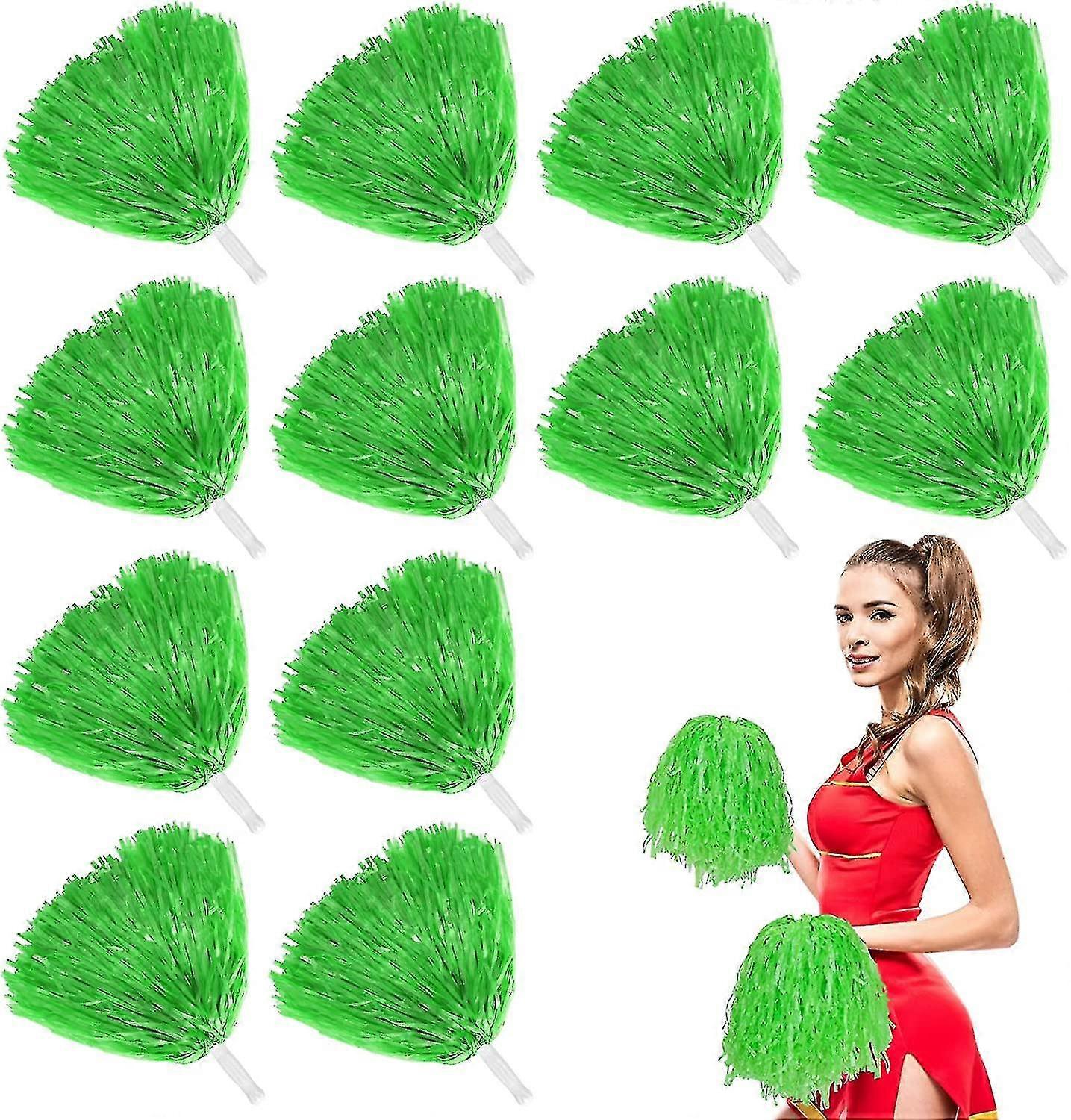 12pcs Cheerleading Pom Poms With Almi Cozy Handle, Adorable Cheer Plastic Poms Pompoms