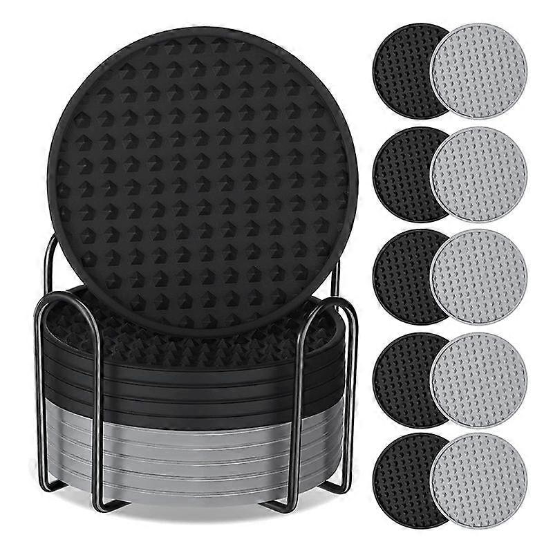 10 Pack Coasters for Drinks Silicone Coaster with Holder