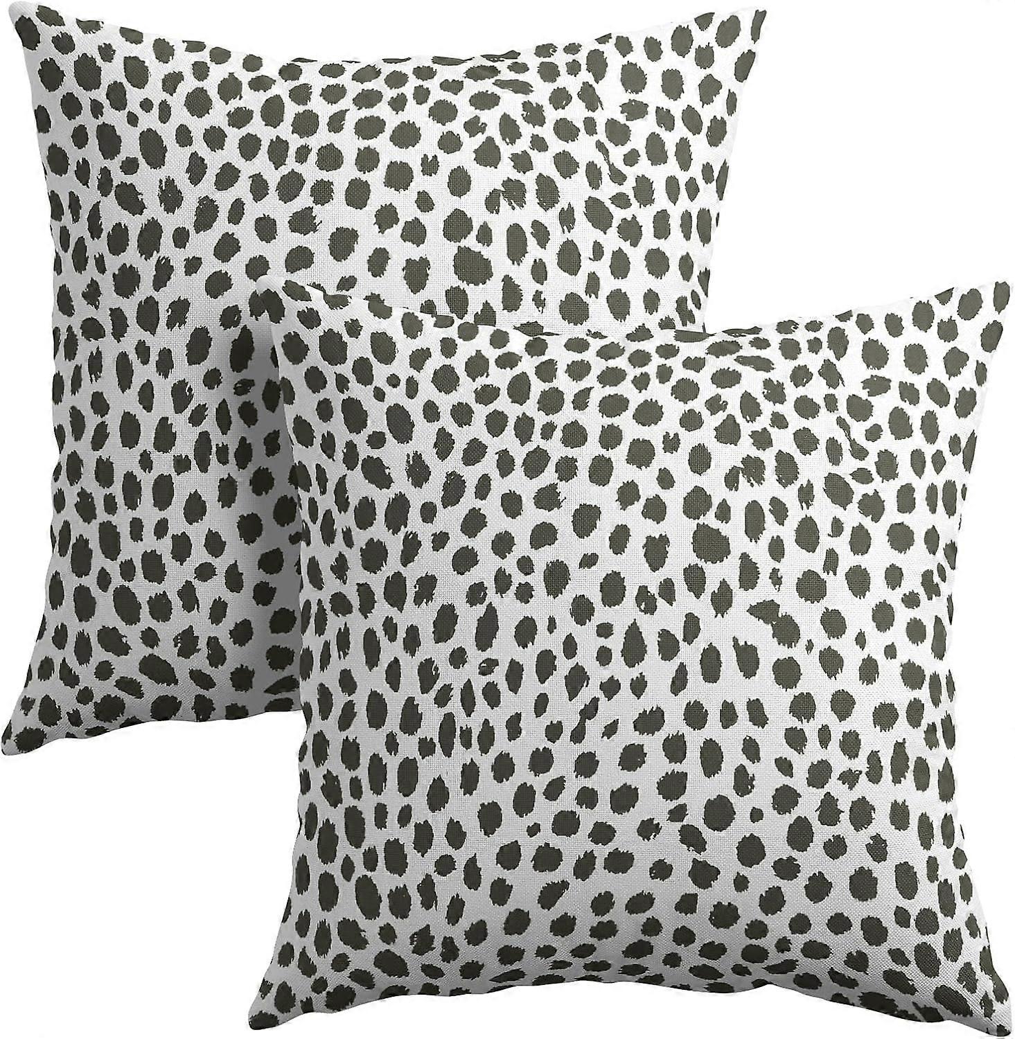 Grigio scuro crema cuscini fodere 18x18 pollici Boho Design Polka Dot Throw Federa Set di 2 pennellate moderne stampa cuscino fodera cotone lino Cushi