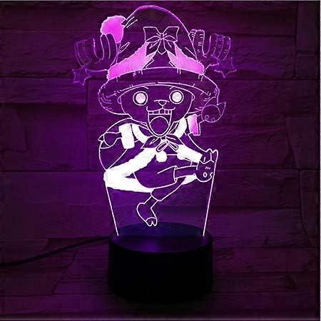 SBSG One Piece Luffy 3D Illusion Night Light Lamp Smart Touch, RGB Effect USB Cable Powered Creative 3D Japanese Anime Lamp