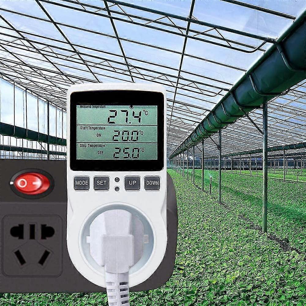 Digital Temperature Controller, Heating Cooling Thermostat Socket LCD Temperature Controller, 230v for Greenhouse Farm Temperature Controller/Terrariu