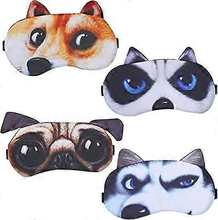 Lot de 4 masques de sommeil, masque de sommeil animal doux et moelleux pour les yeux, masque de repos pour les yeux, masque de sommeil drle, unisexe (