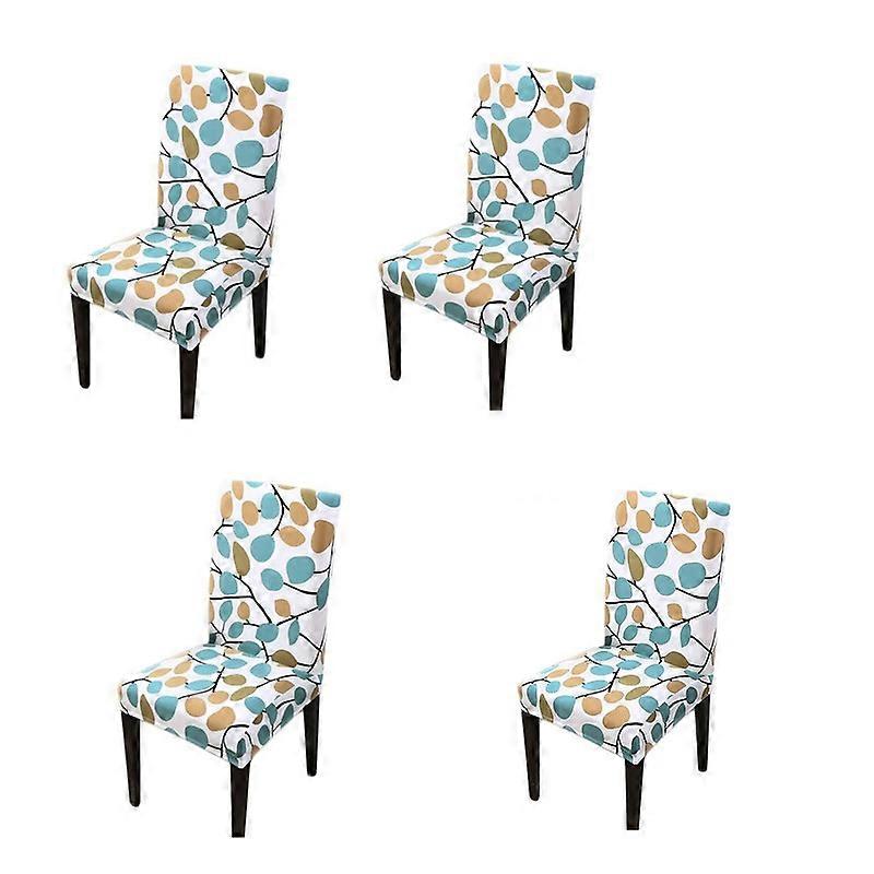 Chair Cover, Dining Chair Cover Super Stretch Spandex Leaf Pattern 4pcs