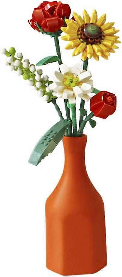 (No Vase)Flower Bouquet Building Block-Red, 547 Pieces Artificial Flowers Bouquet Building Blocks, Compatible with 10280 Expert Flower Bouquet, for De