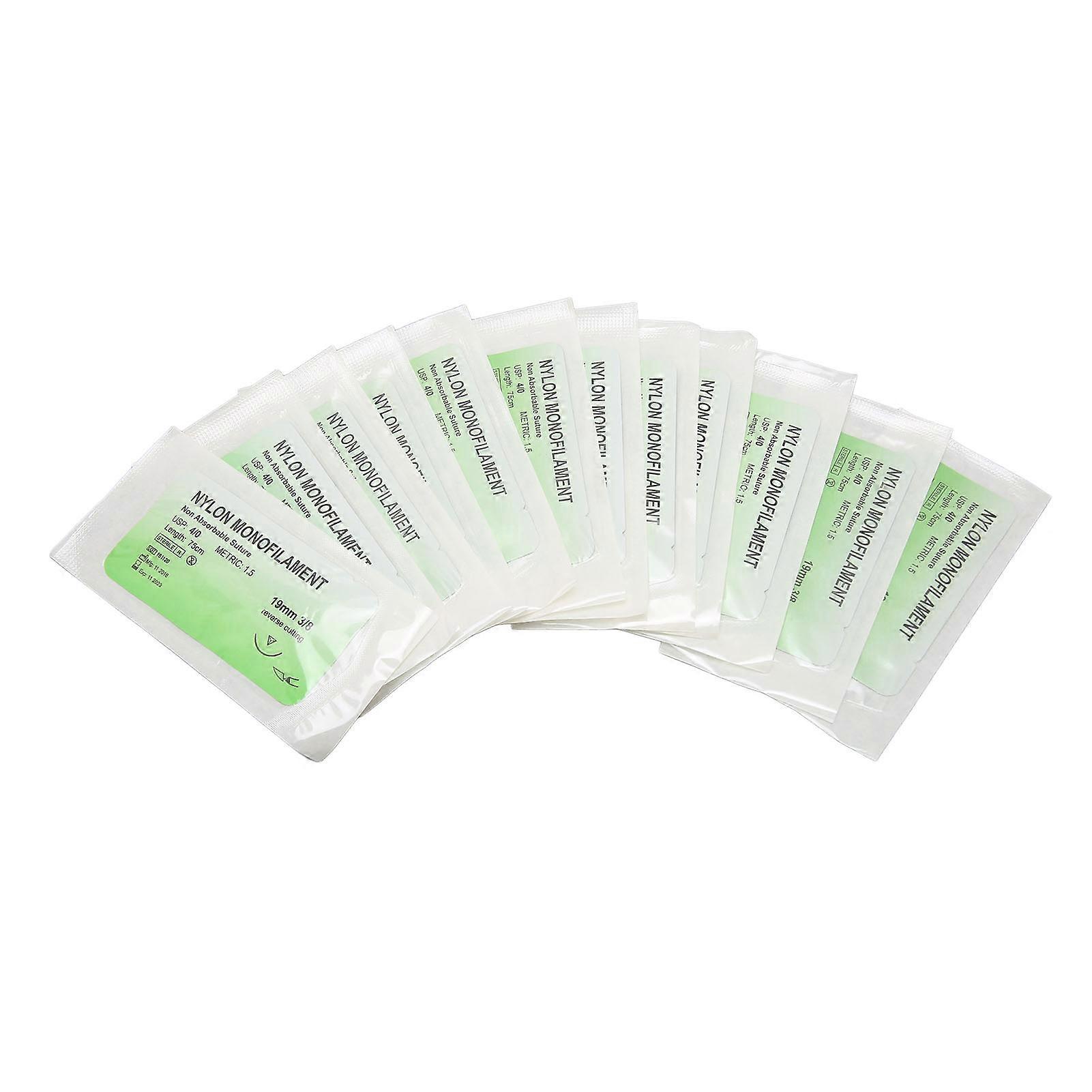 12pcs Suture Practice Thread Individual Package Nylon Suturing Thread Set with Curved Needle 4/0