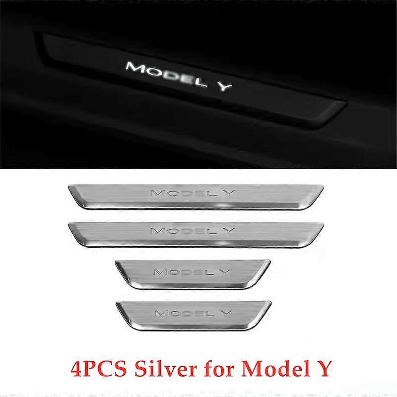 New Led Illuminated Pedal Welcome Light for Tesla Model Y Model 3 2023 2022 Front Back Door Atmosphere Light Strip Lamp Decor