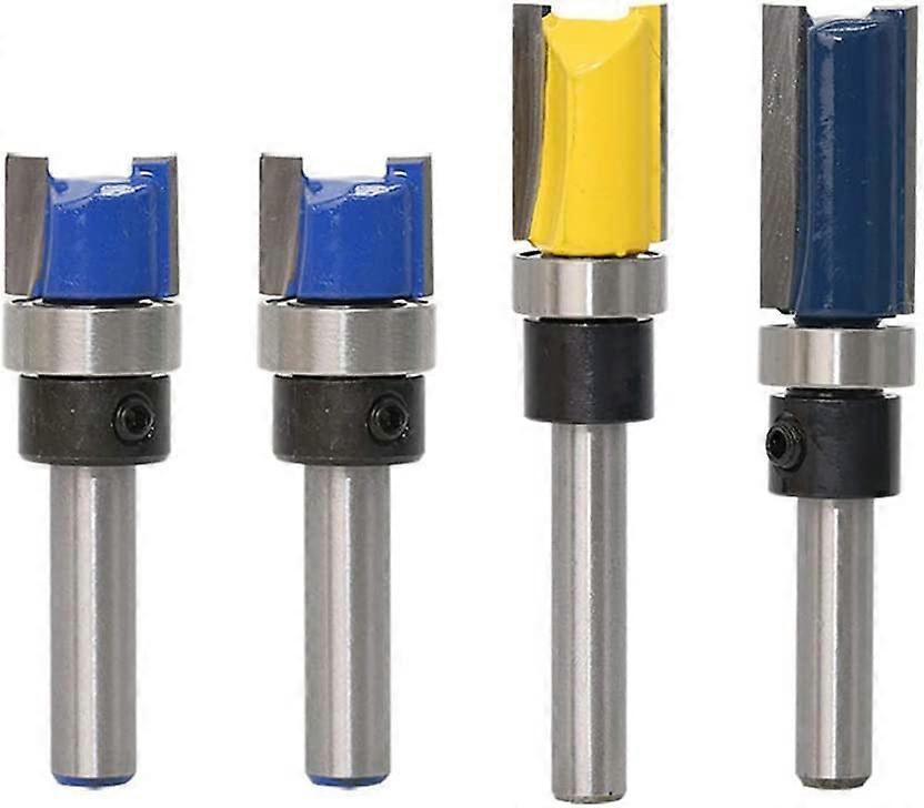 4Pcs 1/4" Shank Flush Trim Router Bits Shank Flush Trim Pattern Template Router Bit Set