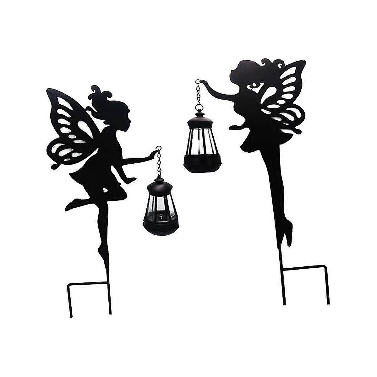 2pcs Metal Fairy Solar Light Outdoor Decoration Metal Fairy Garden Stake Stake Light For Lawn,patio,courtyard
