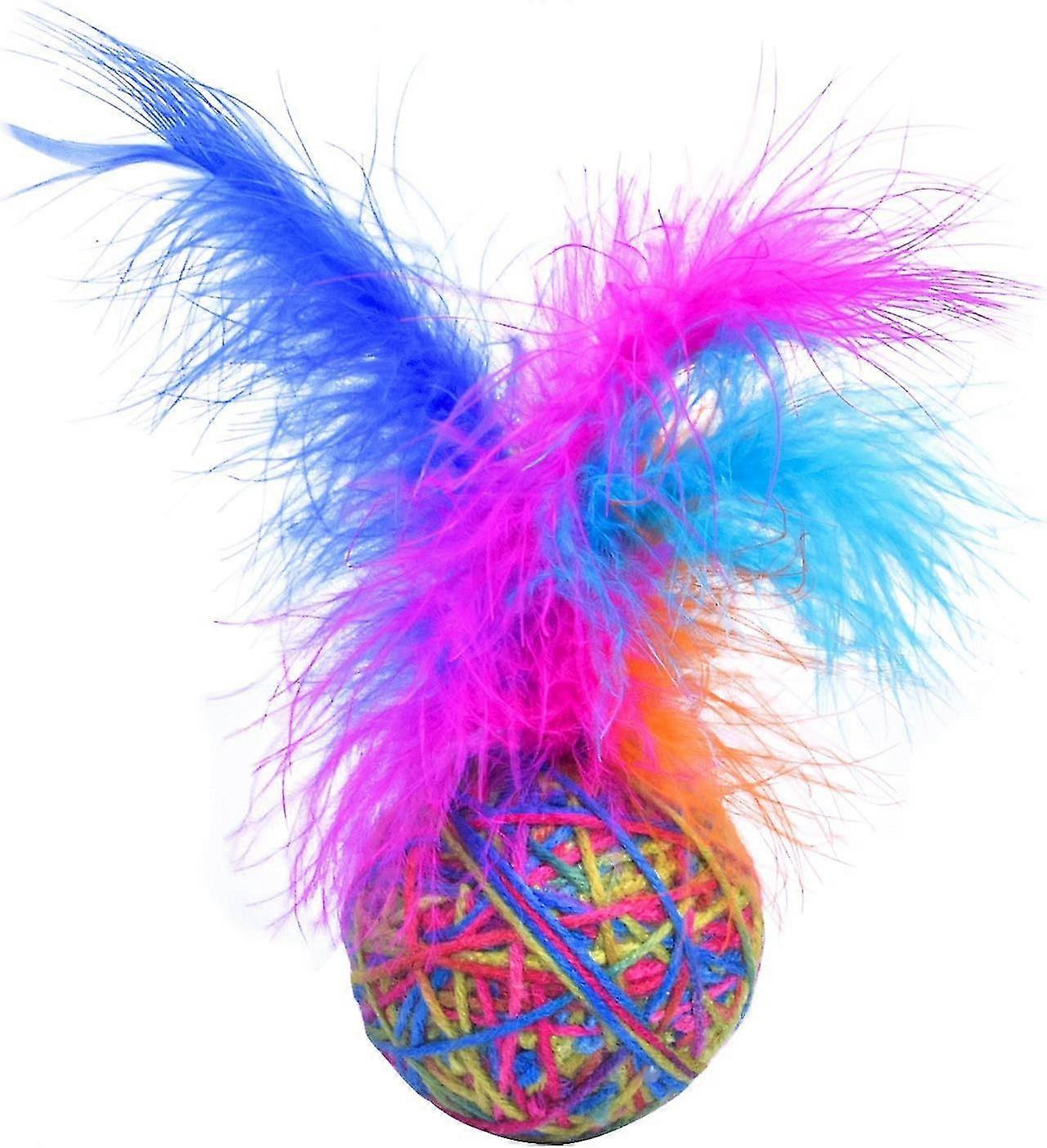 Cat Ball Toy, Interactive Cat Toys With Feather, Cat Colorful Wool Balls, Cat Chew Toys Kitten Kitty Pets, Cat Throwing Toy