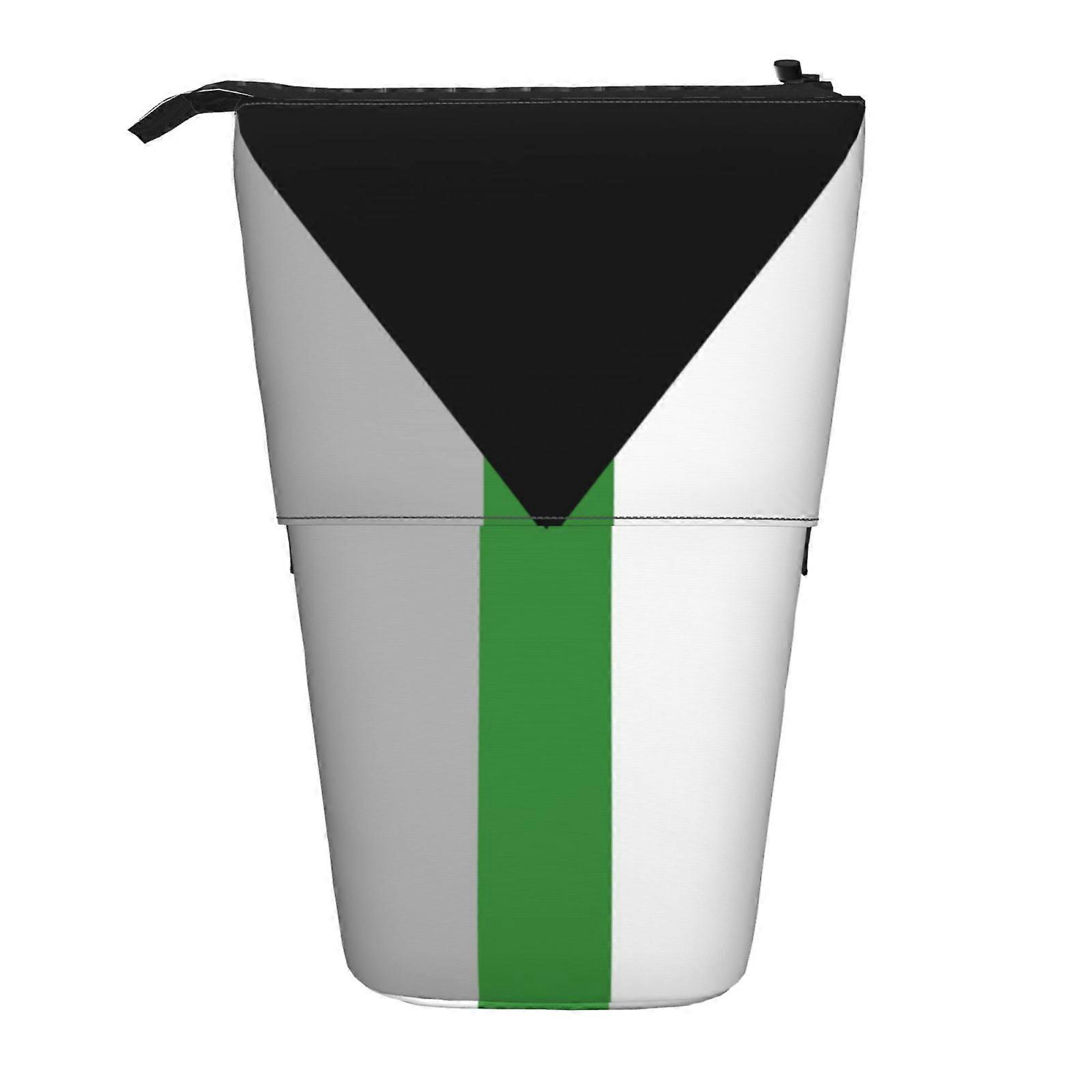 Demiromantic فخر العلم مقلمة الوقوف حقيبة قلم رصاص تلسكوبي مقلمة مع سحاب حقيبة ماكياج محمولة