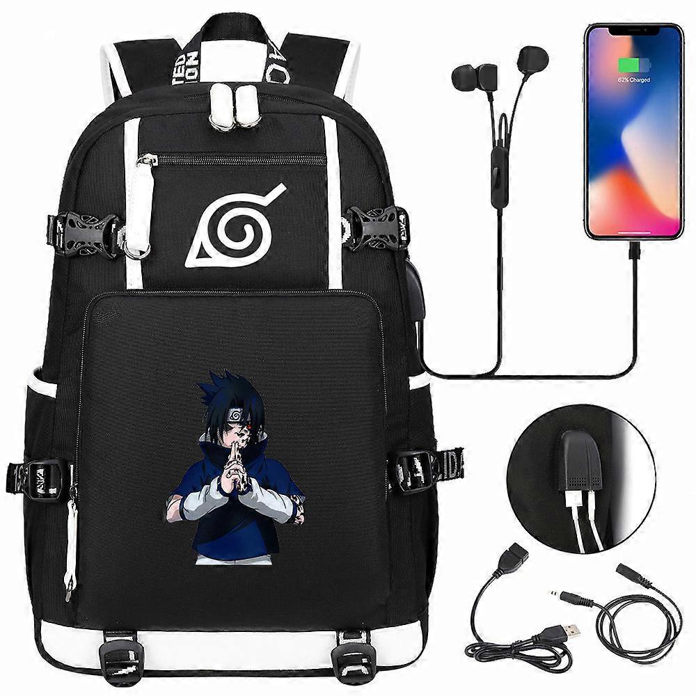 Naruto shi Hokage Sharingan hátizsák USB töltés Tinédzserek utazás alkalmi iskolatáskák notebook hátizsák