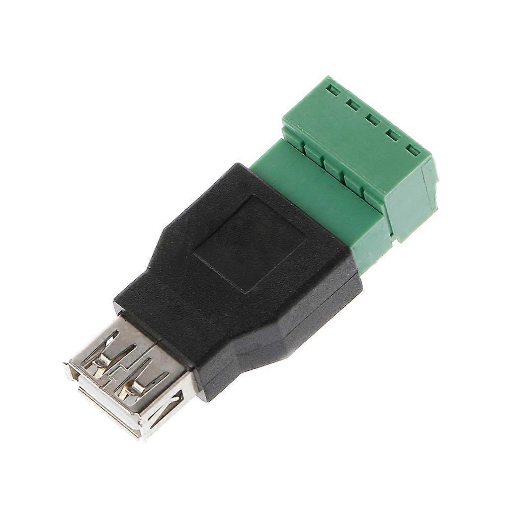 USB 2.0 Type A Male/Female to 5P Screw w/ Shield Terminal Plug Adapter Connector