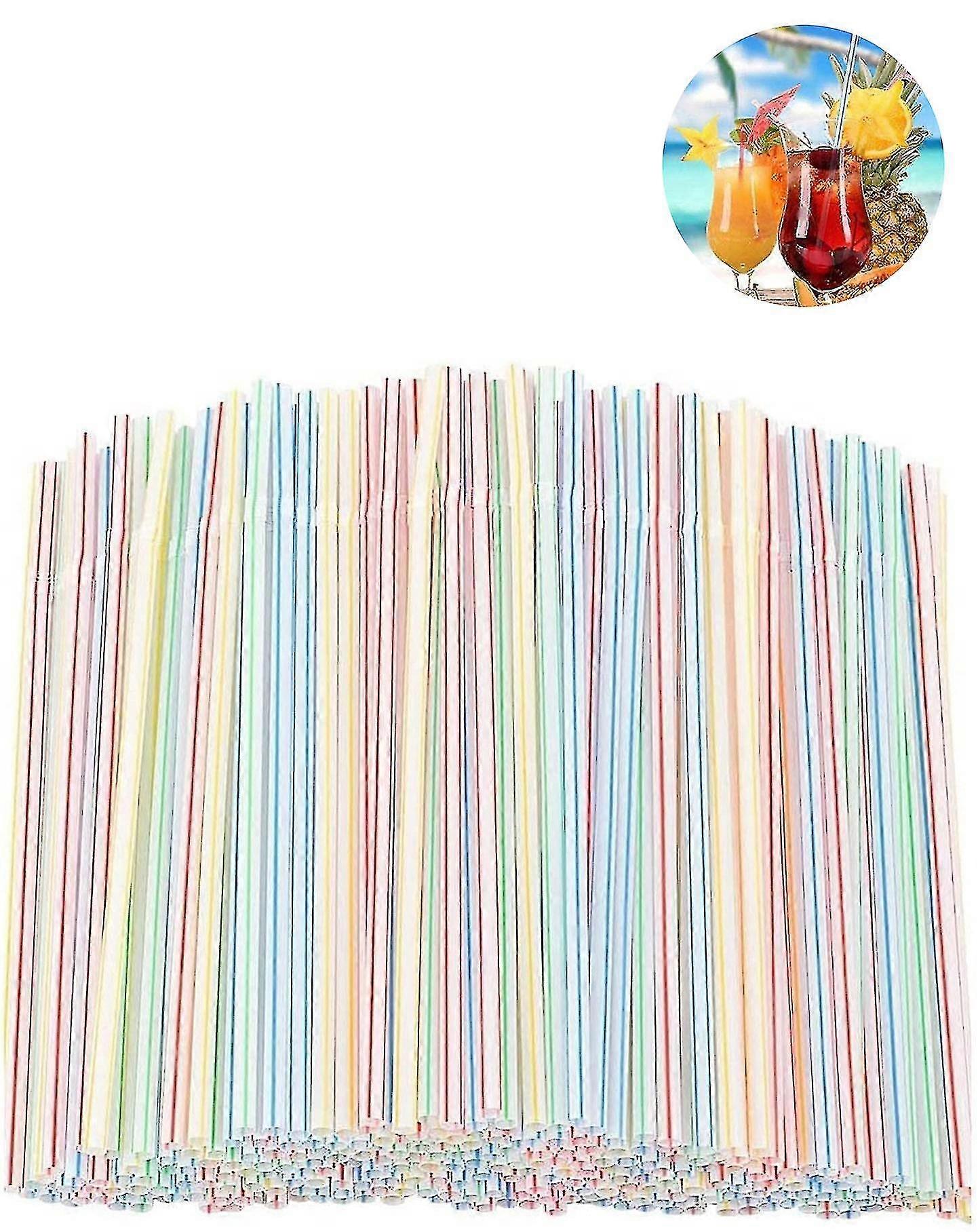 600pcs Plastic Straws-100pcs 5*210 Colorful Bent Straws