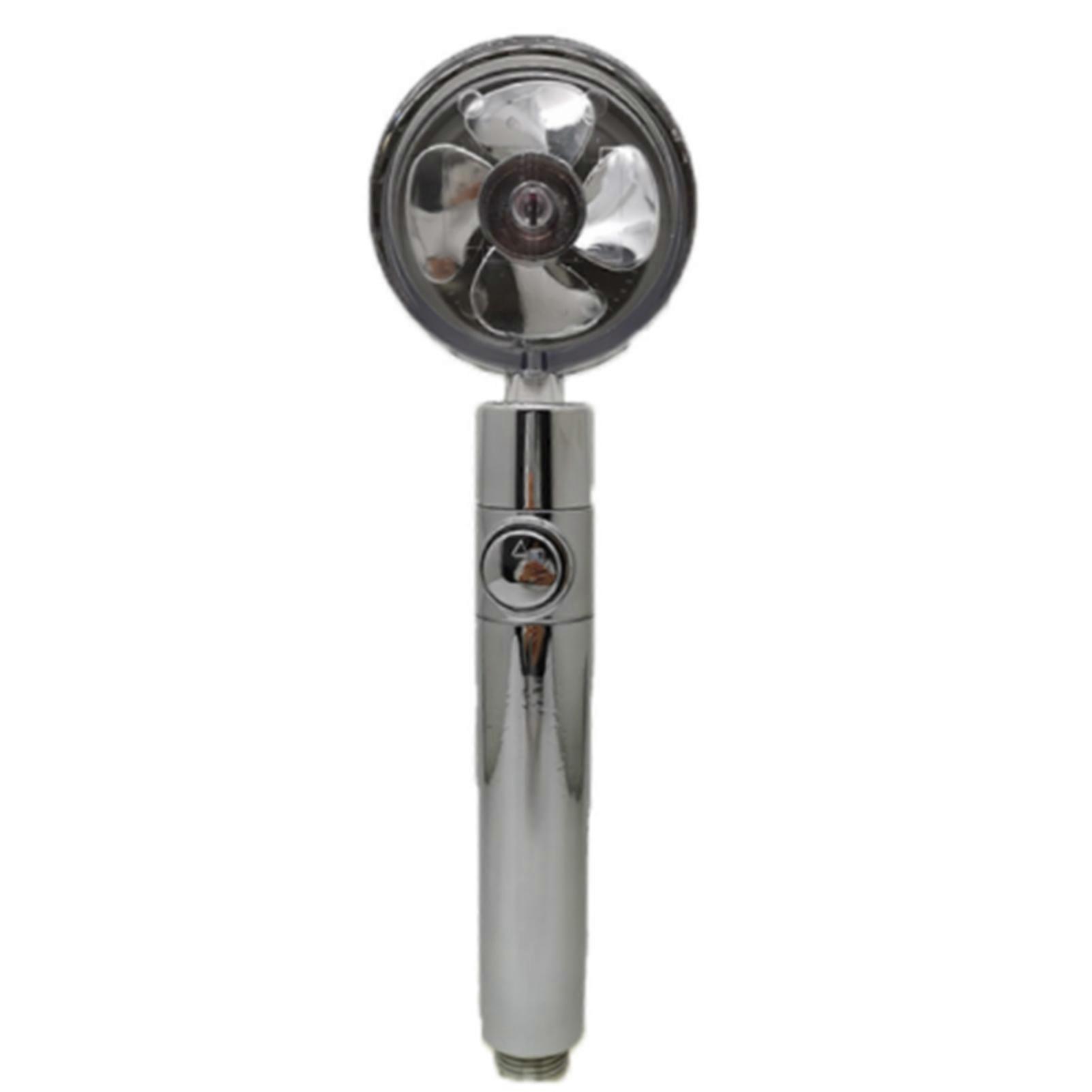 Handheld High Pressure Turbo Propeller Shower Head 360 Rotated Powerful Water Saving Hand Spray A Key Turn On\Off